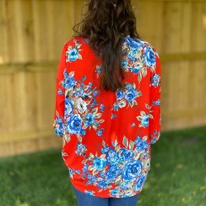 Beautiful floral tie neck blouse